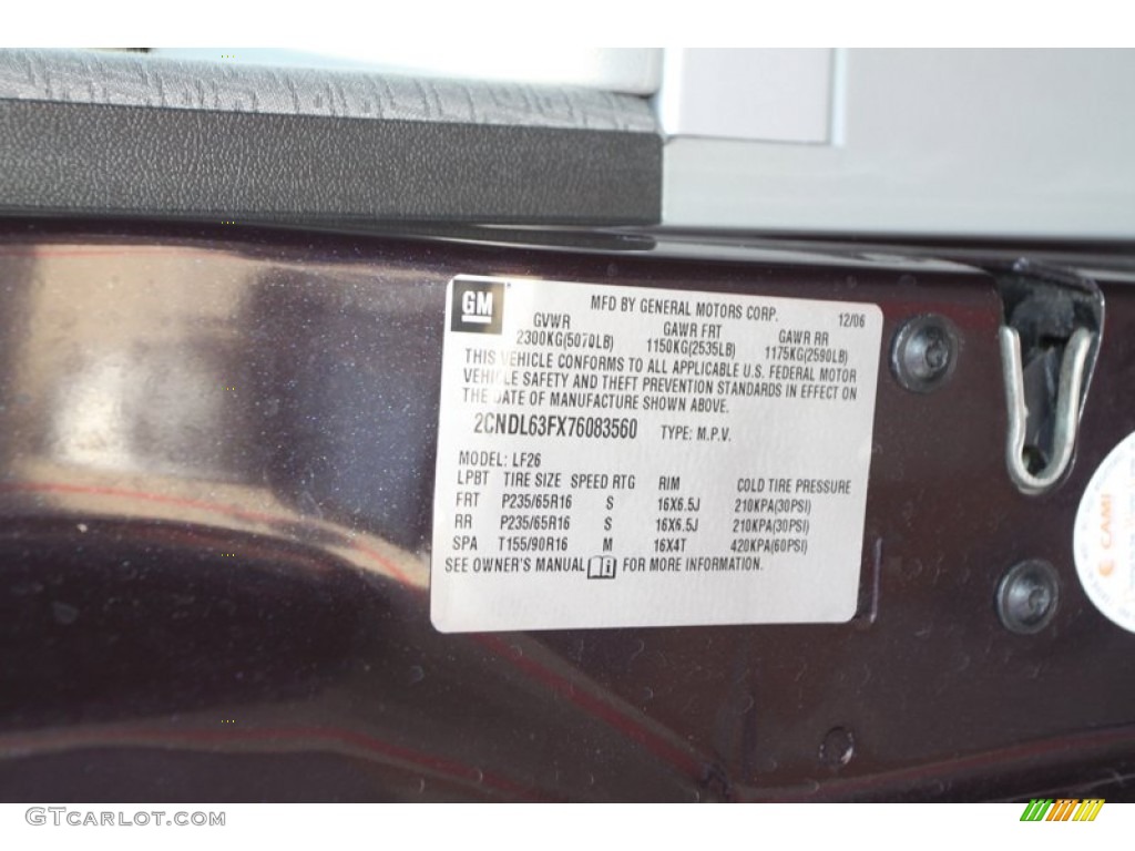 2007 Chevrolet Equinox LT Info Tag Photos