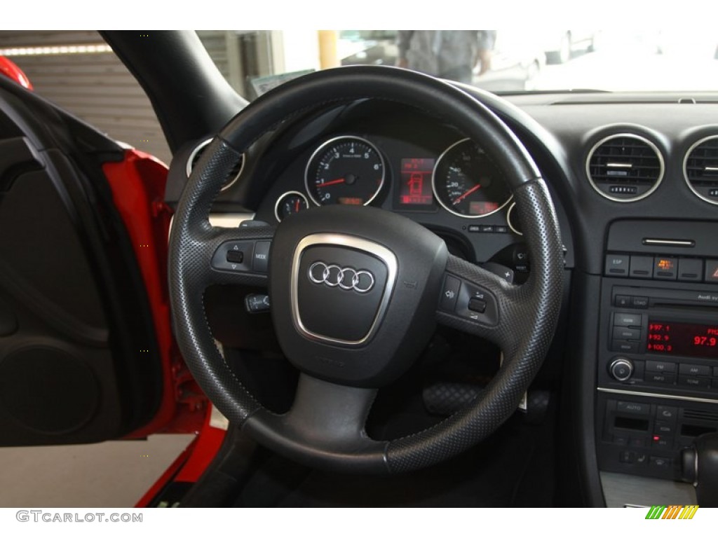 2007 Audi A4 2.0T Cabriolet Ebony Steering Wheel Photo #82083276