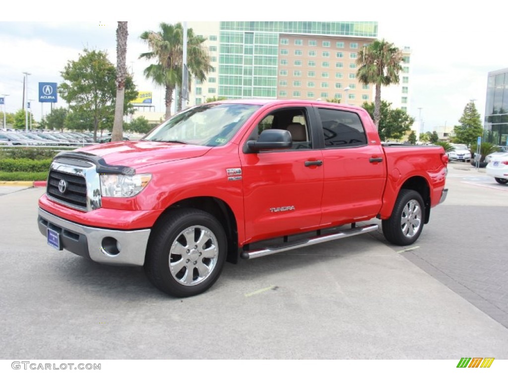 2008 Tundra Texas Edition CrewMax - Radiant Red / Beige photo #2