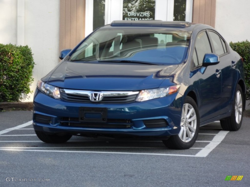2012 Civic EX Sedan - Dyno Blue Pearl / Stone photo #1