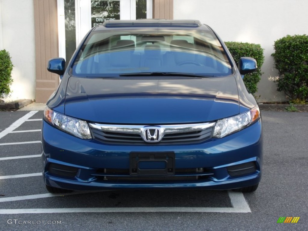 2012 Civic EX Sedan - Dyno Blue Pearl / Stone photo #10