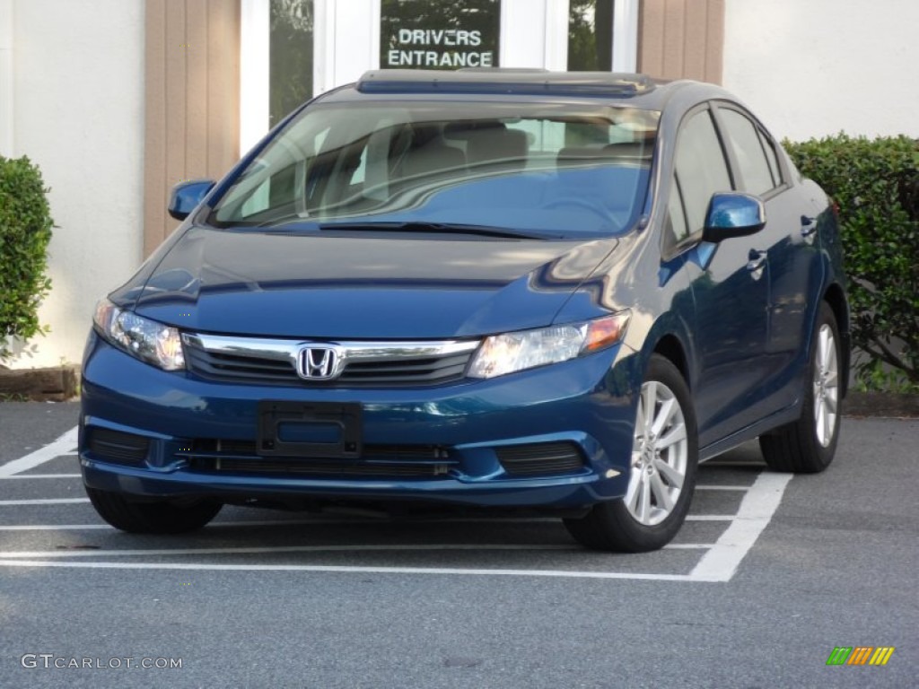 2012 Civic EX Sedan - Dyno Blue Pearl / Stone photo #11