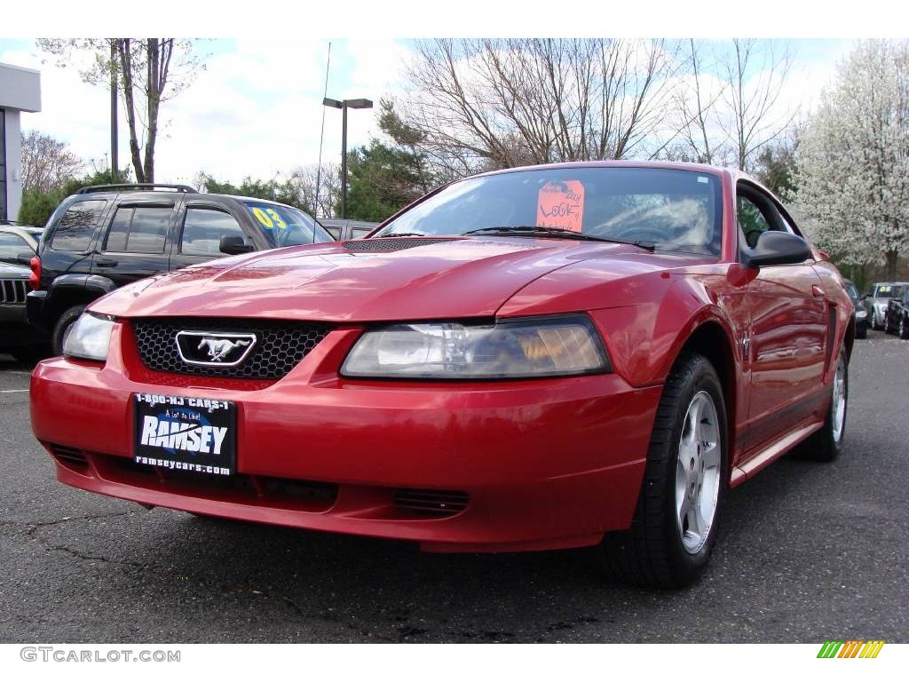 2001 Mustang V6 Coupe - Laser Red Metallic / Dark Charcoal photo #1