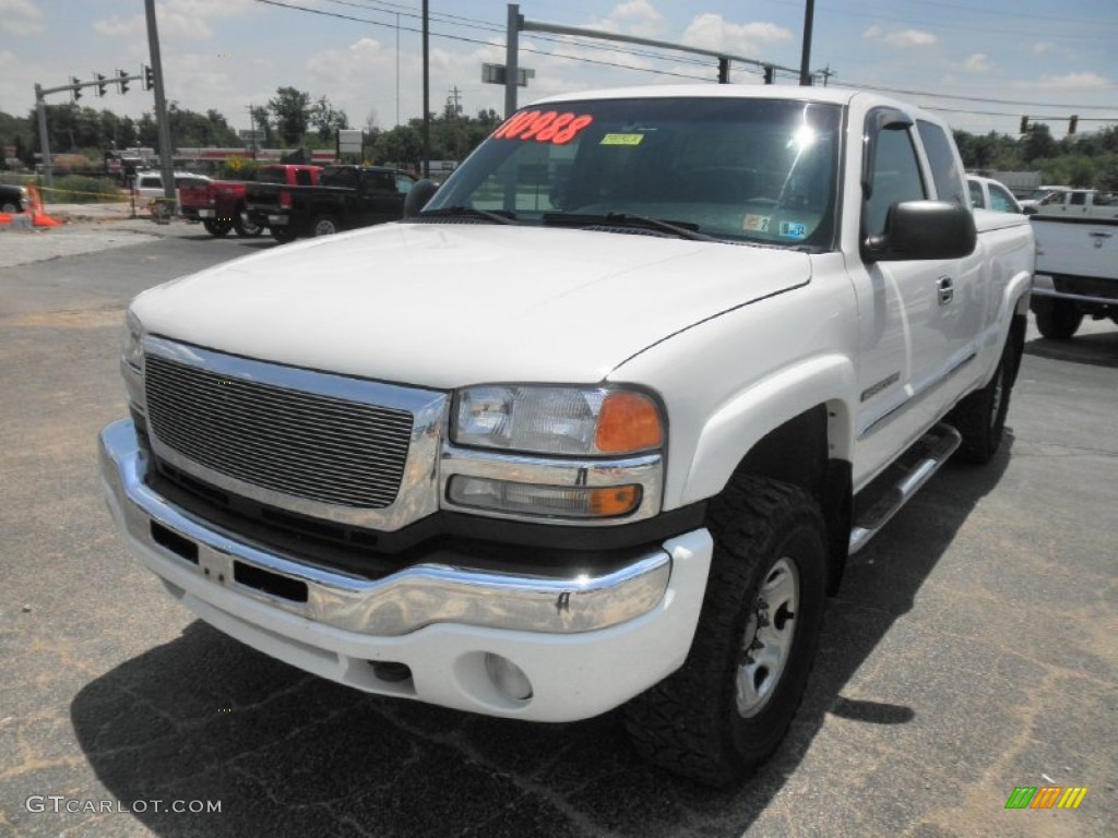 2003 Sierra 2500HD SLE Extended Cab 4x4 - Summit White / Dark Pewter photo #3