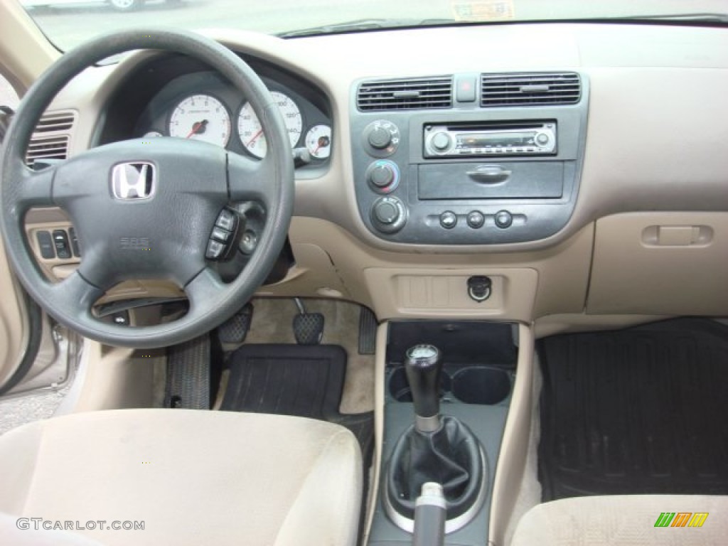 2002 Honda Civic EX Sedan Beige Dashboard Photo #82108864