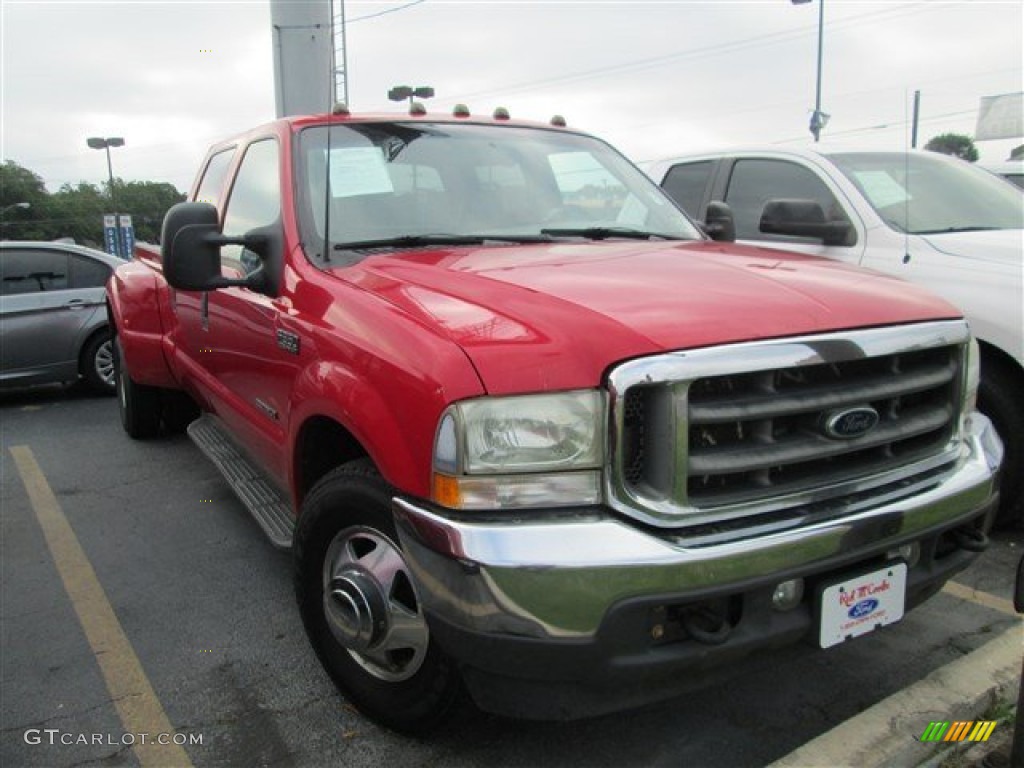 2002 F350 Super Duty XLT Crew Cab Dually - Red / Medium Flint photo #1