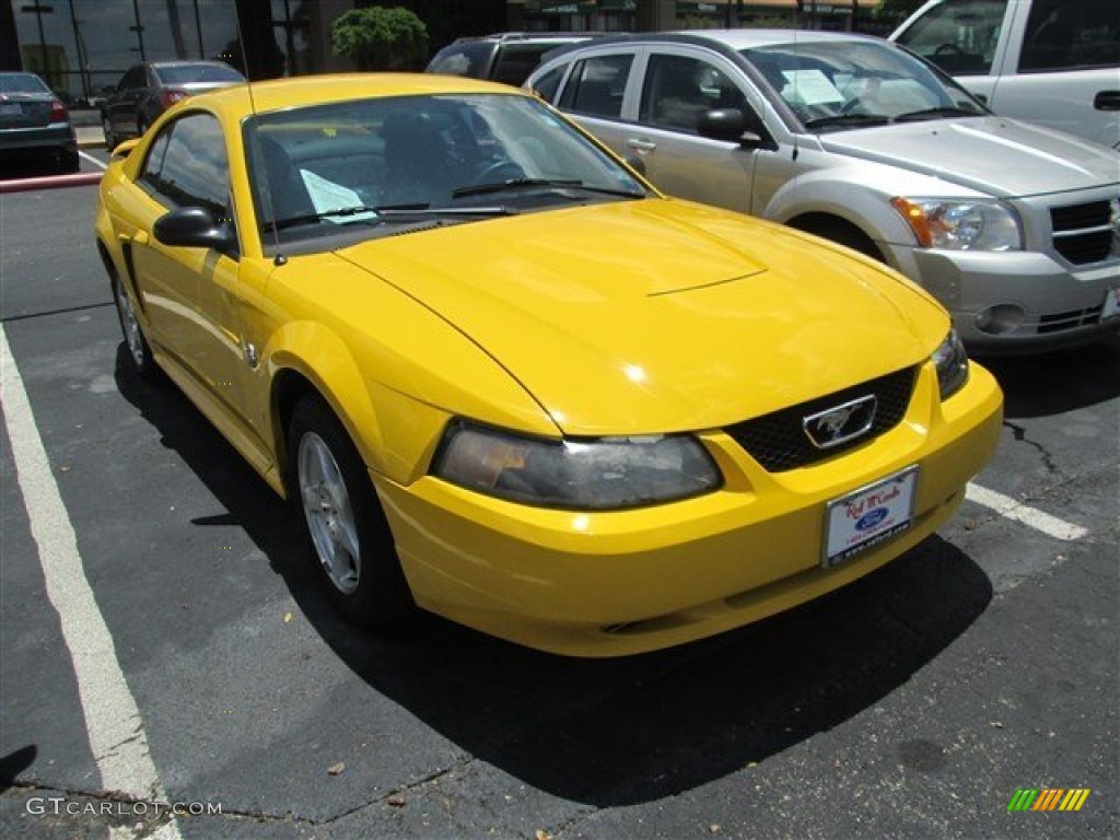 2004 Mustang V6 Coupe - Screaming Yellow / Dark Charcoal photo #1