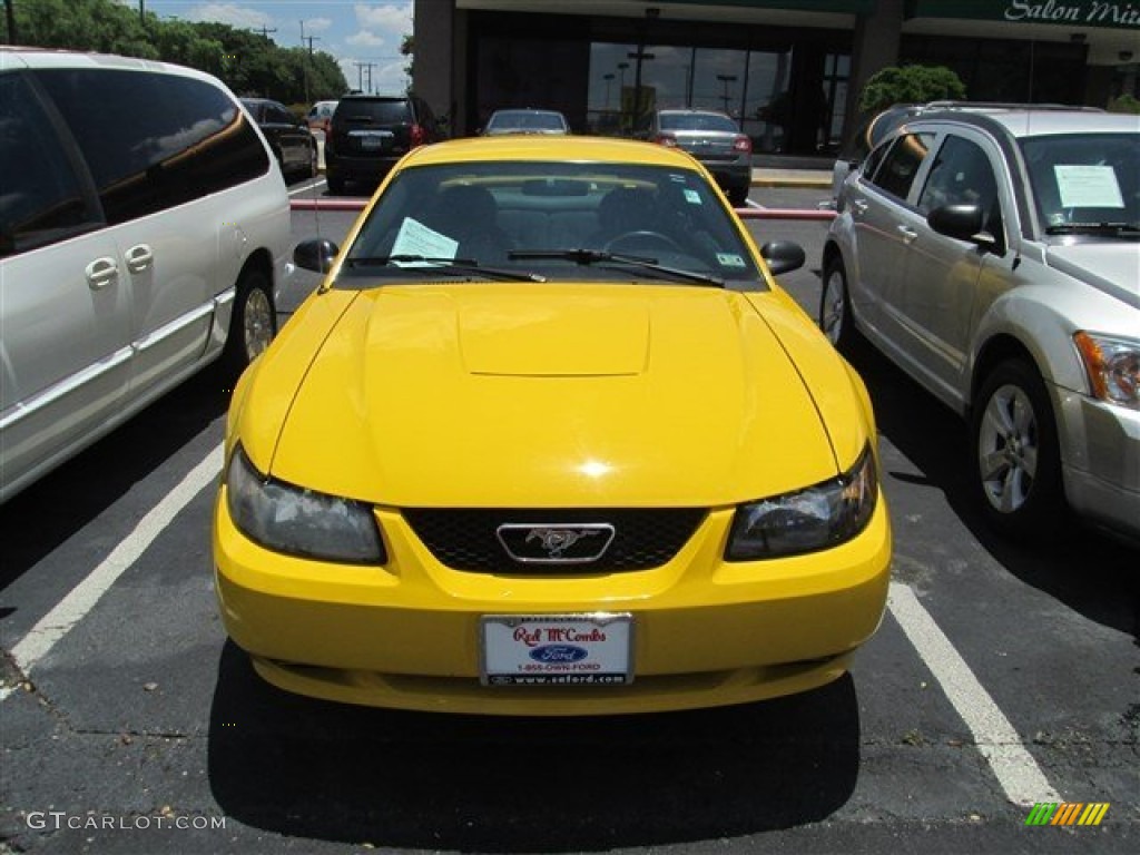 2004 Mustang V6 Coupe - Screaming Yellow / Dark Charcoal photo #4