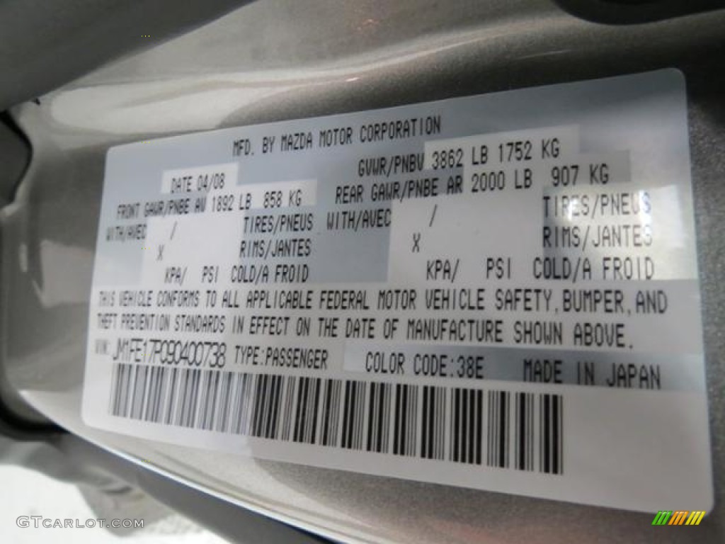 2009 RX-8 Color Code 38E for Diamond Gray Metallic Photo #82113028