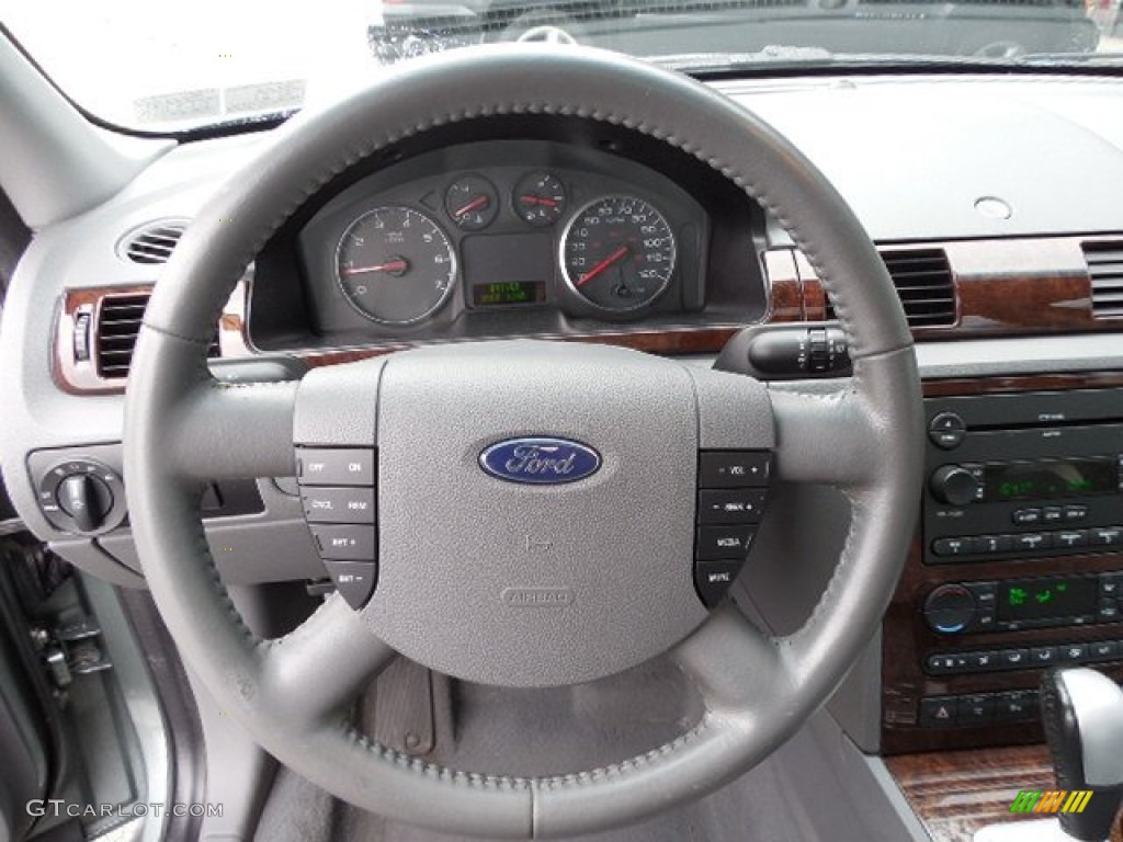 2006 Ford Five Hundred SEL AWD Shale Grey Steering Wheel Photo #82115777