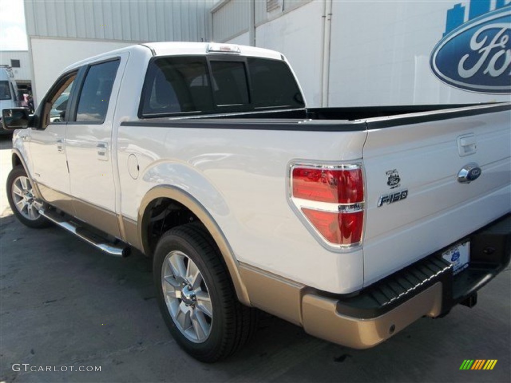 2013 F150 Lariat SuperCrew - White Platinum Metallic Tri-Coat / Adobe photo #4