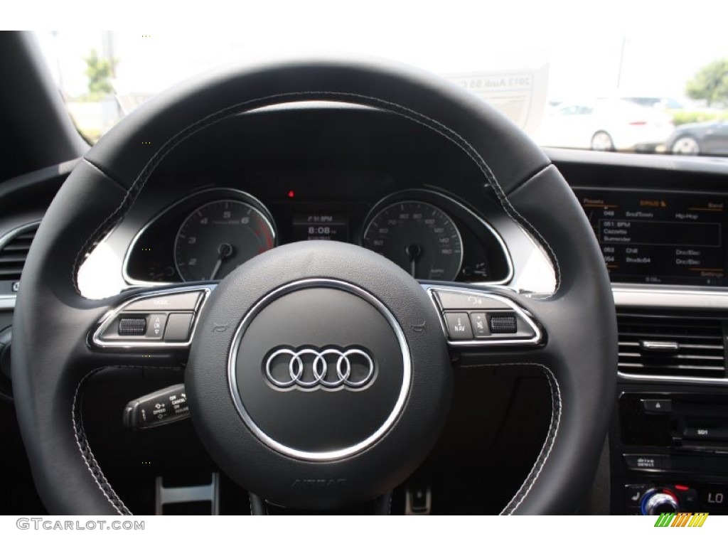 2013 Audi S5 3.0 TFSI quattro Convertible Black Steering Wheel Photo #82127533
