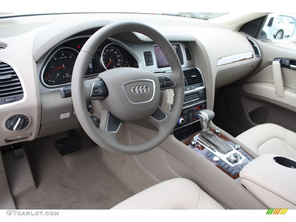 Cardamom Beige Interior 2013 Audi Q7 3.0 TDI quattro Photo #82129549