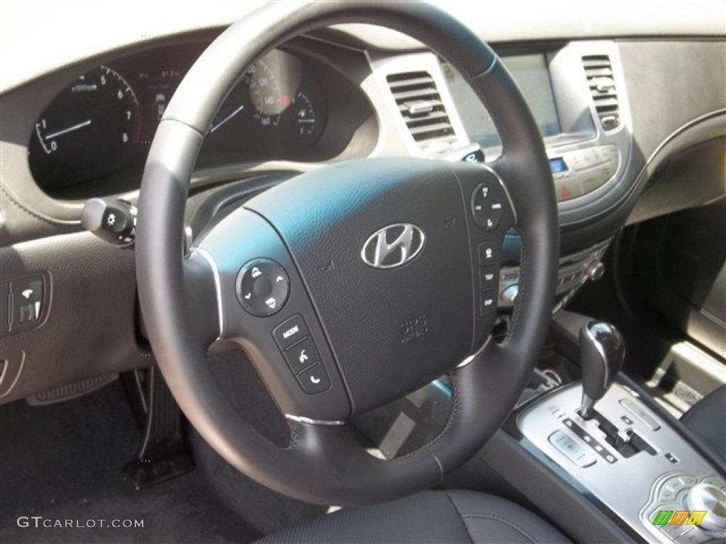 2013 Hyundai Genesis 5.0 R Spec Sedan Jet Black Steering Wheel Photo #82135912
