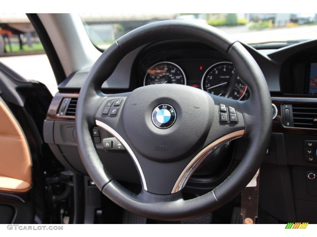 2011 BMW 3 Series 335i xDrive Coupe Saddle Brown Dakota Leather Steering Wheel Photo #82137823