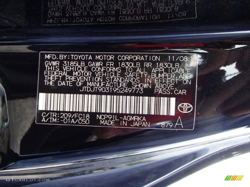 2009 Toyota Yaris S 3 Door Liftback Color Code Photos