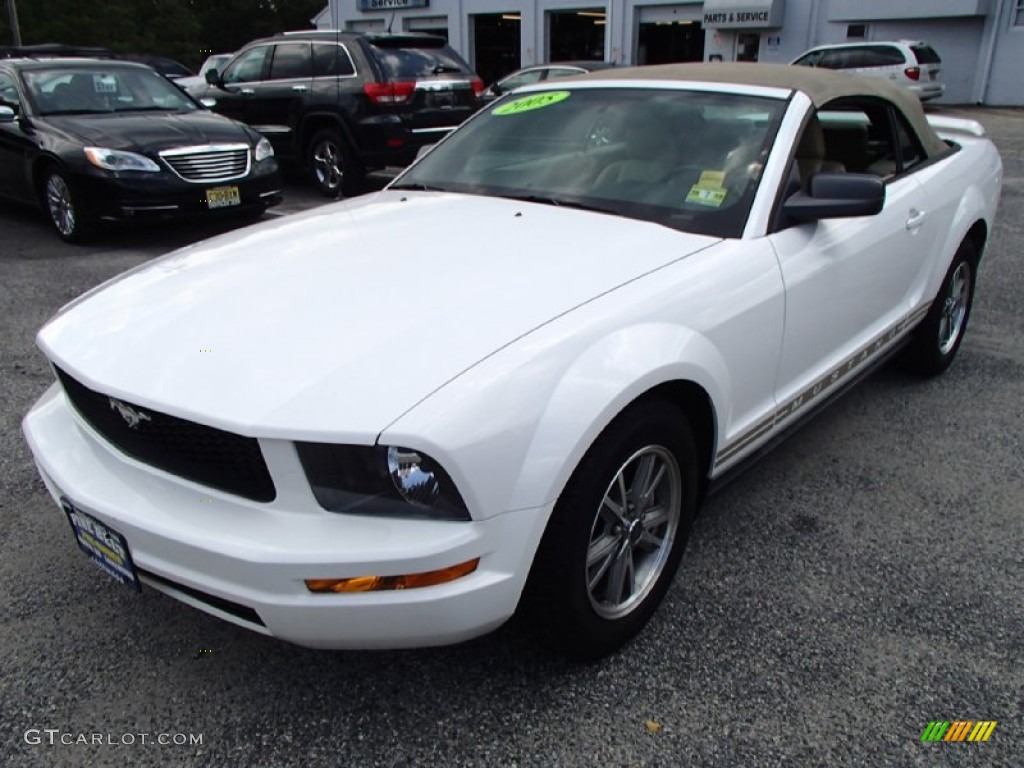 2005 Mustang V6 Premium Convertible - Performance White / Medium Parchment photo #1
