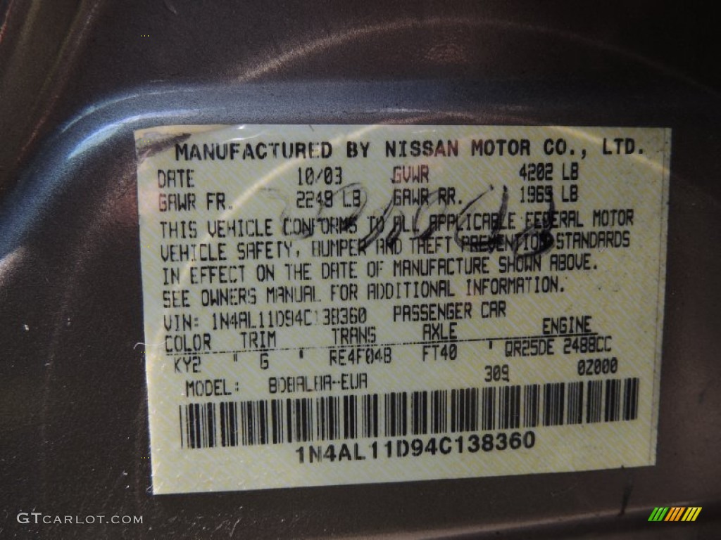 2004 Altima 2.5 S - Polished Pewter / Charcoal photo #14