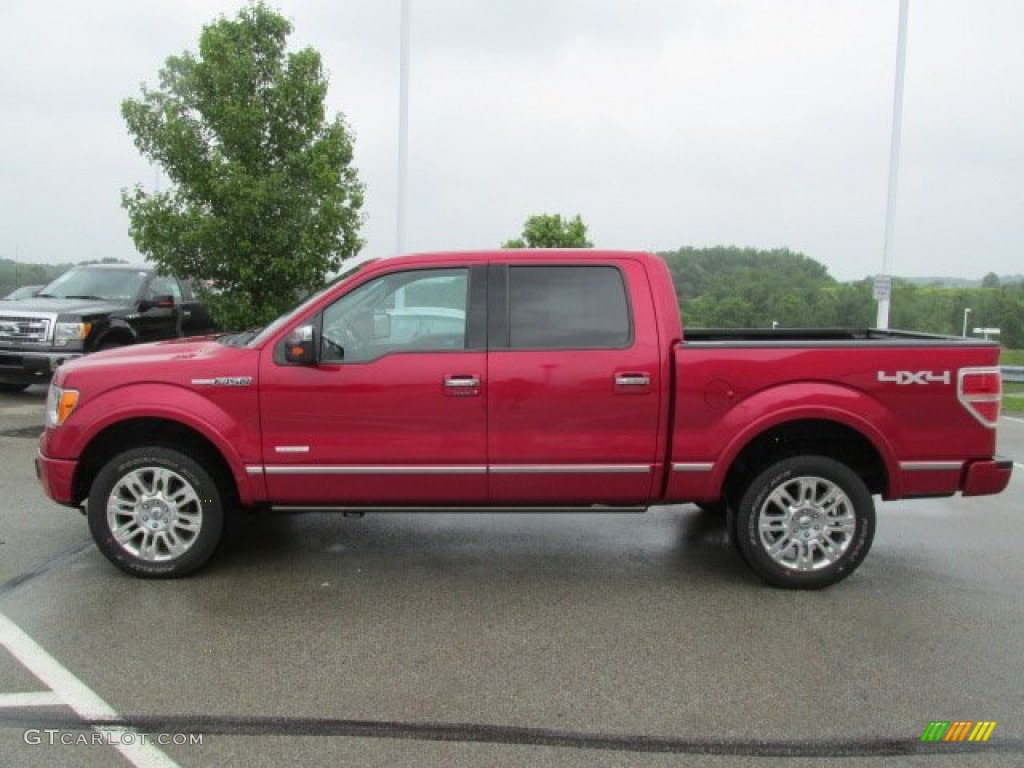 2012 F150 Platinum SuperCrew 4x4 - Red Candy Metallic / Platinum Steel Gray/Black Leather photo #6