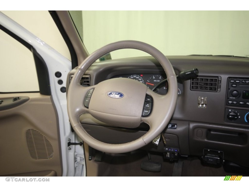2002 Ford F250 Super Duty Lariat SuperCab Medium Parchment Steering Wheel Photo #82145478