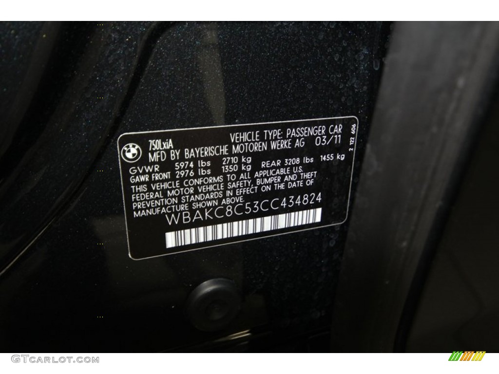 2012 7 Series 750Li xDrive Sedan - Black Sapphire Metallic / Black photo #9