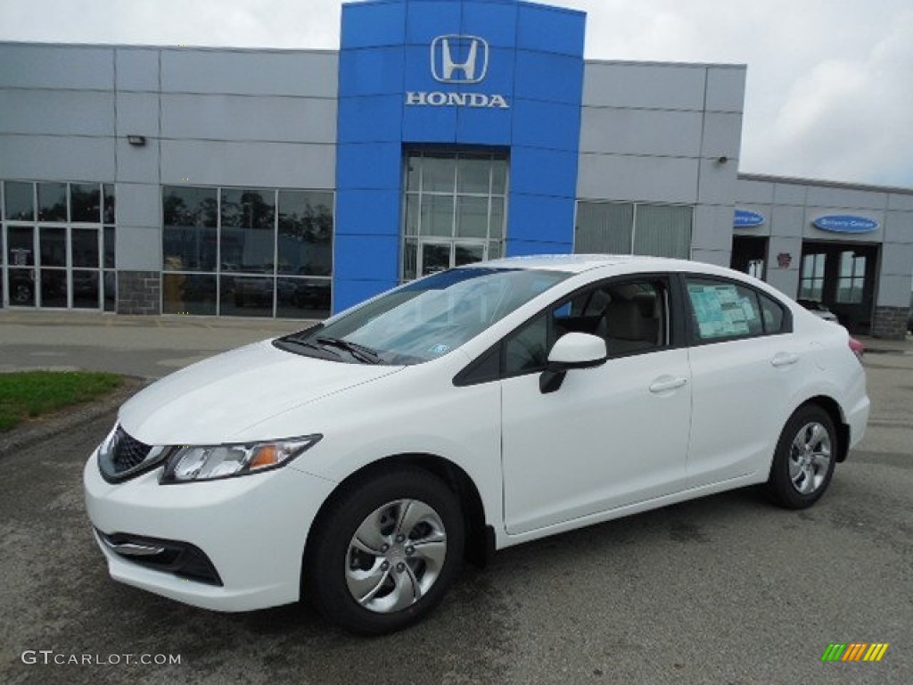 2013 Civic LX Sedan - Taffeta White / Beige photo #1