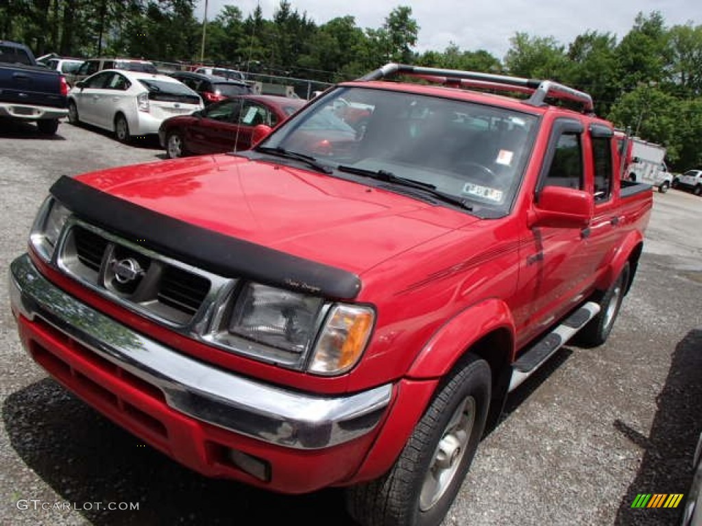 2000 Frontier SE Crew Cab 4x4 - Aztec Red / Gray photo #3