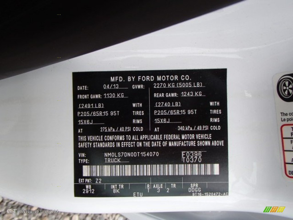 2013 Transit Connect XLT Van - Frozen White / Dark Gray photo #20