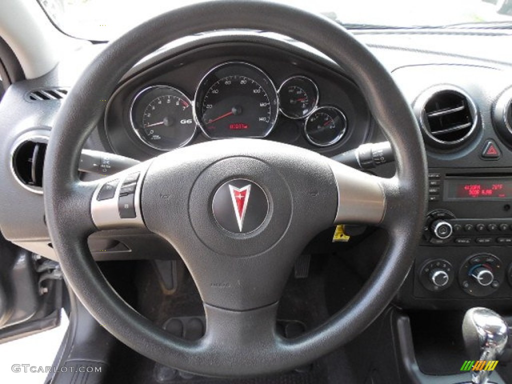 2008 Pontiac G6 V6 Sedan Ebony Black Steering Wheel Photo #82157071