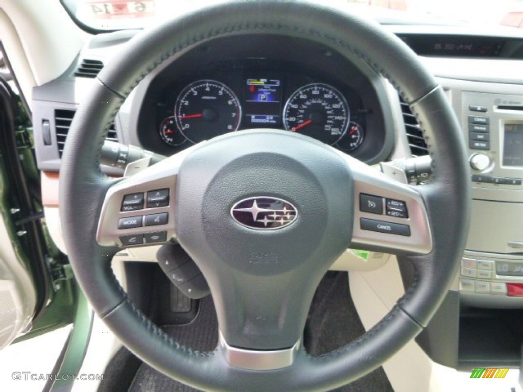 2014 Subaru Outback 3.6R Limited Ivory Steering Wheel Photo #82164908
