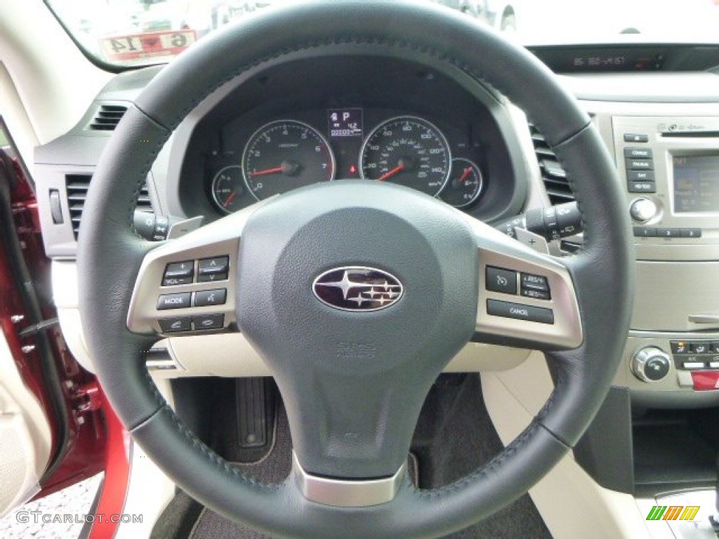 2014 Subaru Outback 2.5i Premium Ivory Steering Wheel Photo #82166801