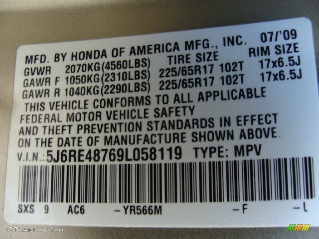 2009 CR-V EX-L 4WD - Borrego Beige Metallic / Ivory photo #16