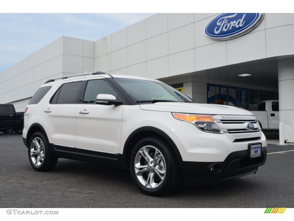 2013 Explorer Limited EcoBoost - White Platinum Tri-Coat / Medium Light Stone photo #1