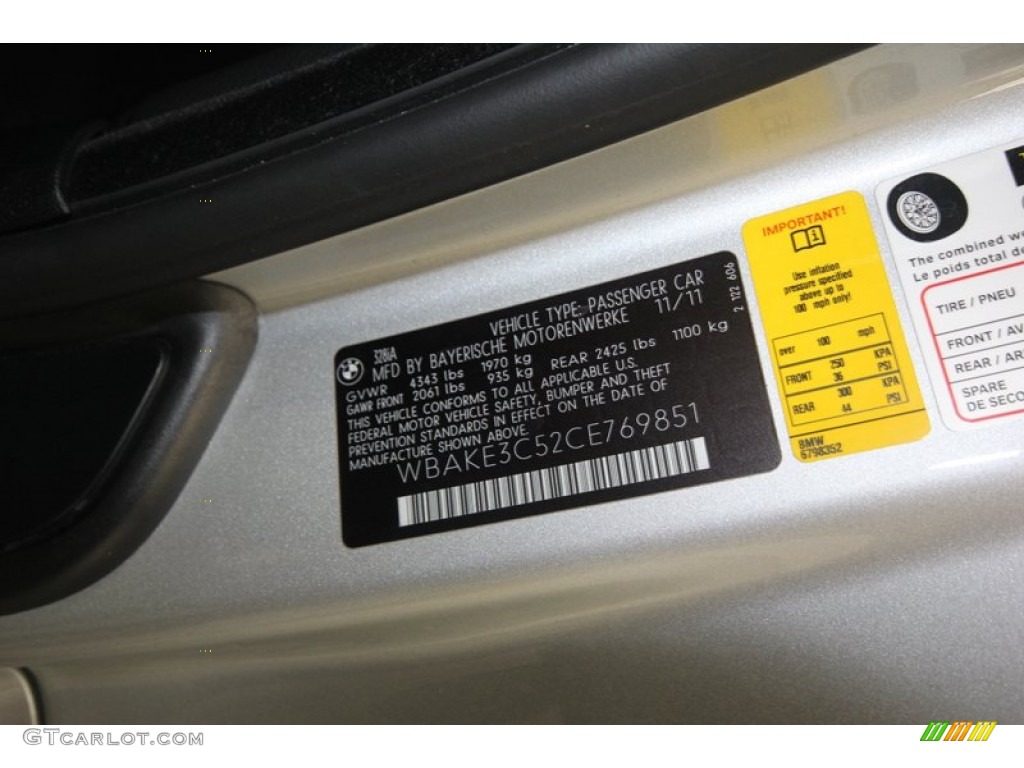 2012 BMW 3 Series 328i Coupe Info Tag Photo #82179159