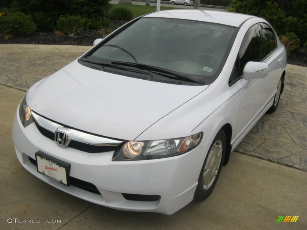 2009 Civic Hybrid Sedan - Taffeta White / Blue photo #1