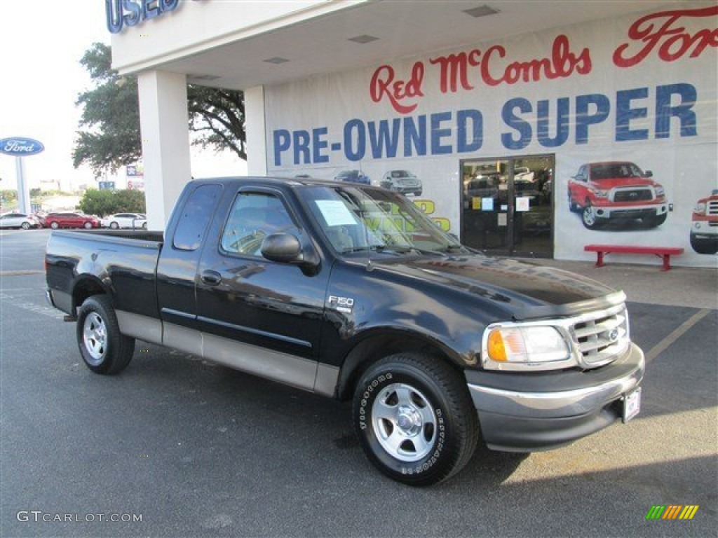 2003 F150 XLT SuperCab - Black / Medium Parchment Beige photo #1