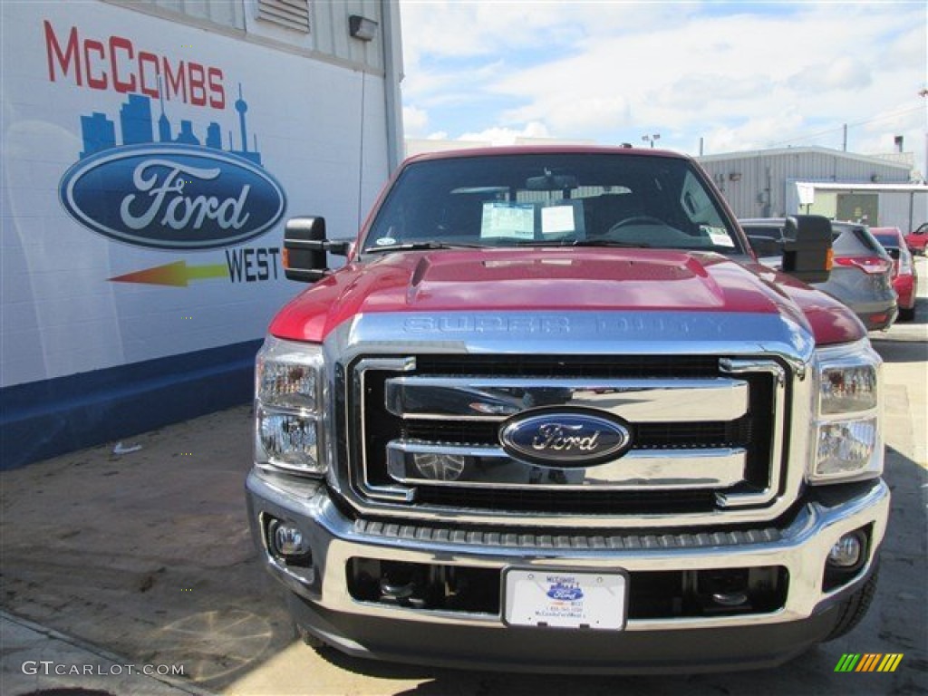 2013 F250 Super Duty Lariat Crew Cab 4x4 - Ruby Red Metallic / Black photo #1