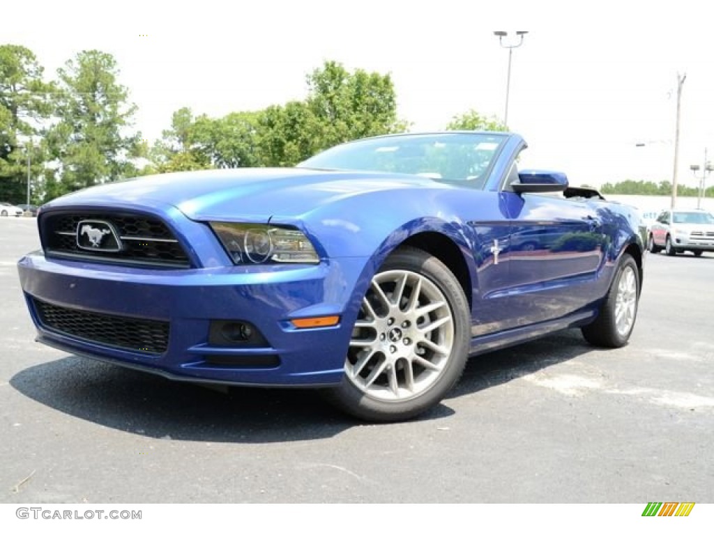 2014 Mustang V6 Premium Convertible - Deep Impact Blue / Medium Stone photo #1