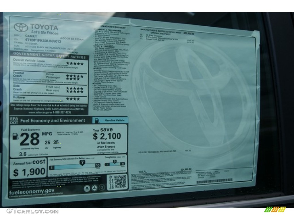 2013 Camry SE - Attitude Black Metallic / Black/Ash photo #10