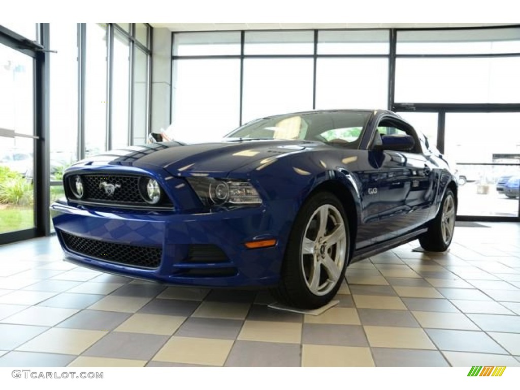 2013 Mustang GT Premium Coupe - Deep Impact Blue Metallic / Brick Red/Cashmere Accent photo #1