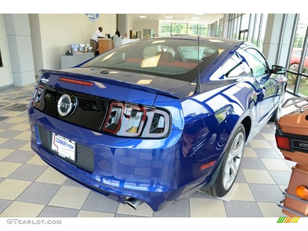 2013 Mustang GT Premium Coupe - Deep Impact Blue Metallic / Brick Red/Cashmere Accent photo #3
