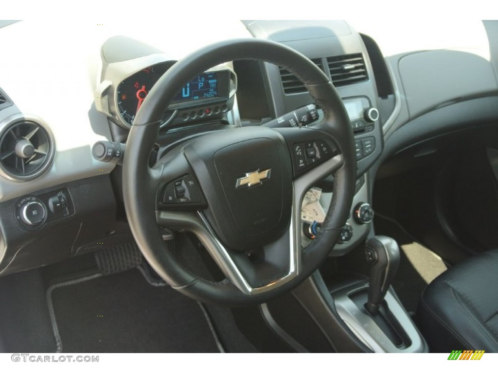 2012 Chevrolet Sonic LTZ Hatch Jet Black/Dark Titanium Steering Wheel Photo #82203177