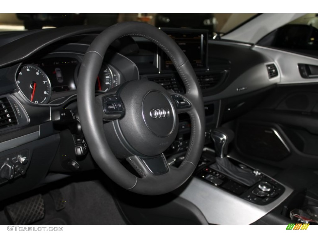 2012 Audi A7 3.0T quattro Premium Black Steering Wheel Photo #82206549