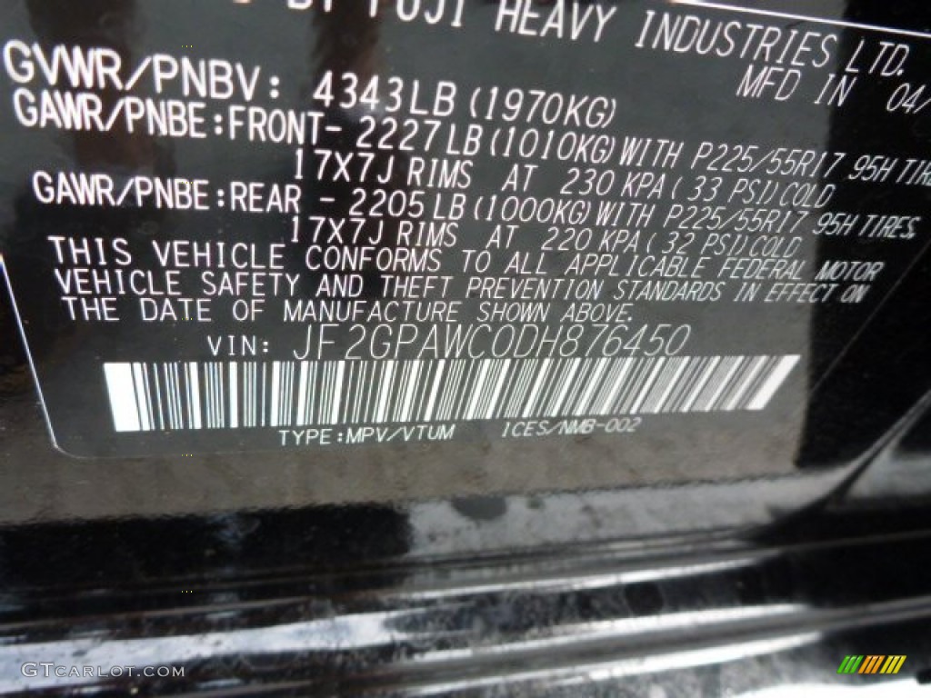 2013 XV Crosstrek 2.0 Premium - Crystal Black Silica / Ivory photo #16