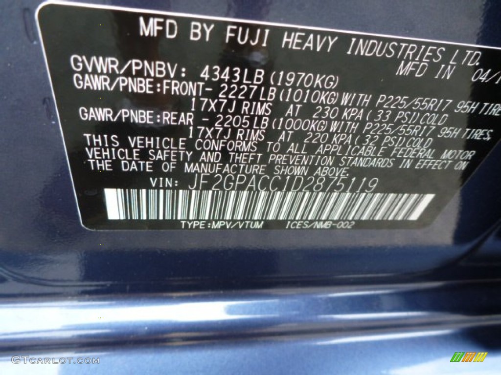 2013 XV Crosstrek 2.0 Premium - Marine Blue Pearl / Ivory photo #17
