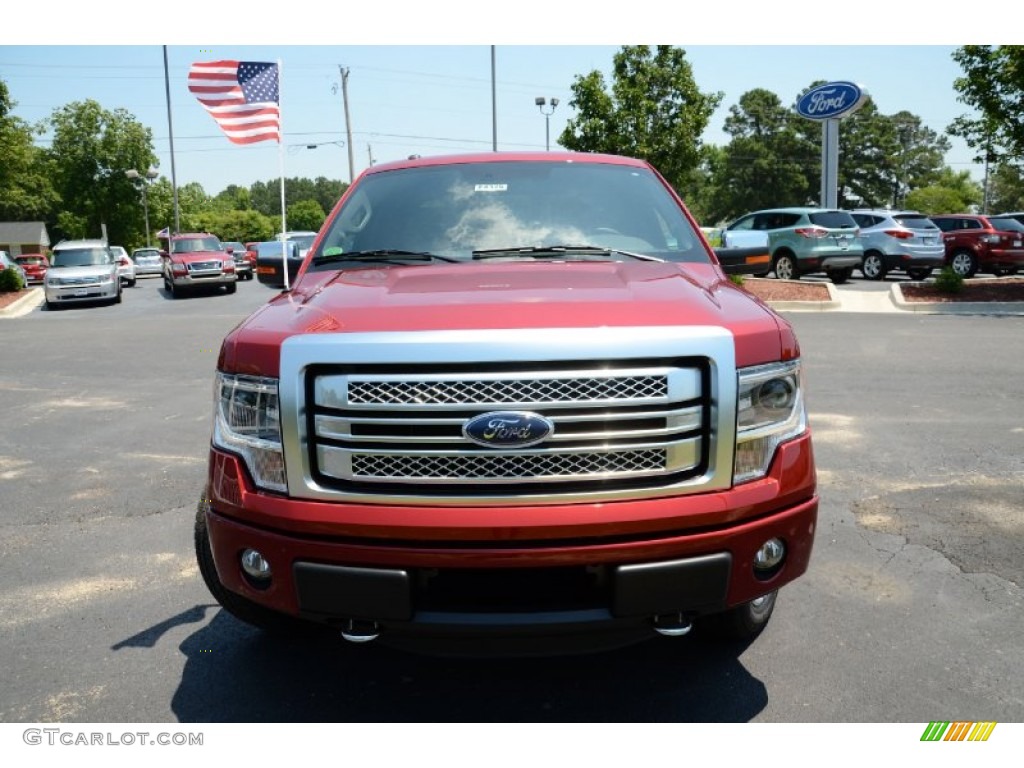 2013 F150 Platinum SuperCrew 4x4 - Ruby Red Metallic / Platinum Unique Black Leather photo #2