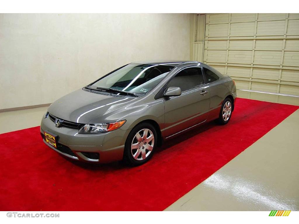 2007 Civic LX Coupe - Galaxy Gray Metallic / Gray photo #3