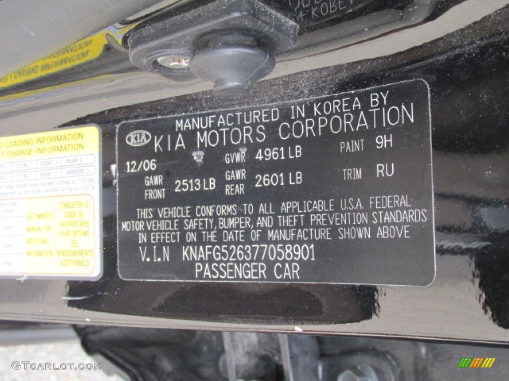 2007 Kia Rondo EX V6 Color Code Photos