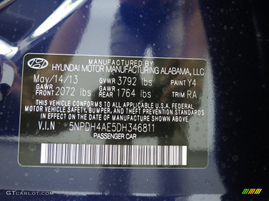 2013 Elantra GLS - Indigo Night / Gray photo #6