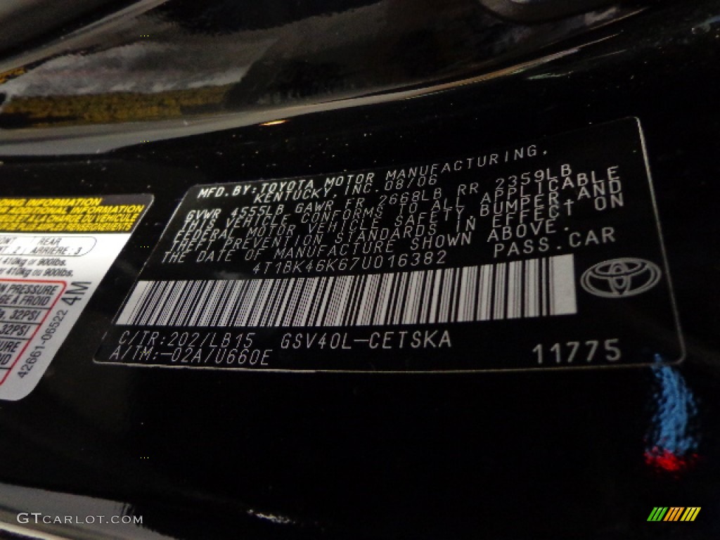 2007 Camry SE V6 - Black / Dark Charcoal photo #15